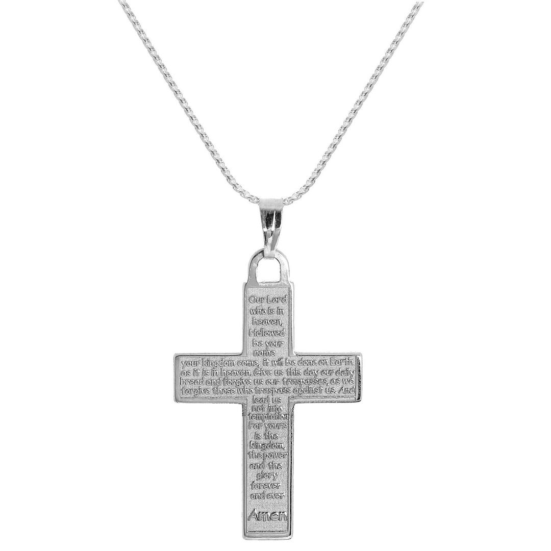 Sterling Silver Cross With Lord's Prayer Pendant Necklace - Etsy