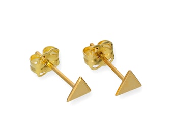 9ct Gold Triangle Stud Earrings – Geometric Jewelry