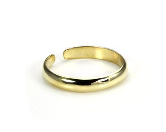 Anello regolabile per dita dei piedi in oro 9 carati - Fascia bombata con marchio di garanzia