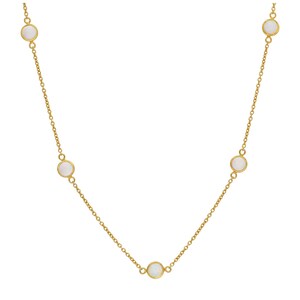 Halsband med rub-over i sterlingsilver, guldpläterat, multi-CZ-opal, 40 cm