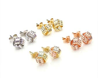 Pendientes de botón con nudo de oro amarillo de 9 quilates y 6 mm