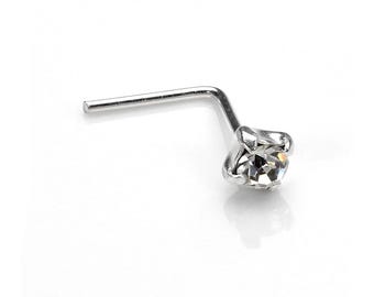 Zierliche Sterling Silber 2 mm Kristall Nasenstecker