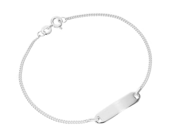 Pulsera de barra de plata de ley grabada - Cadena tipo curb personalizada de 7 pulgadas