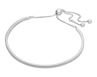 Pulsera de cadena de serpiente de plata de ley - Deslizador ajustable, delicada