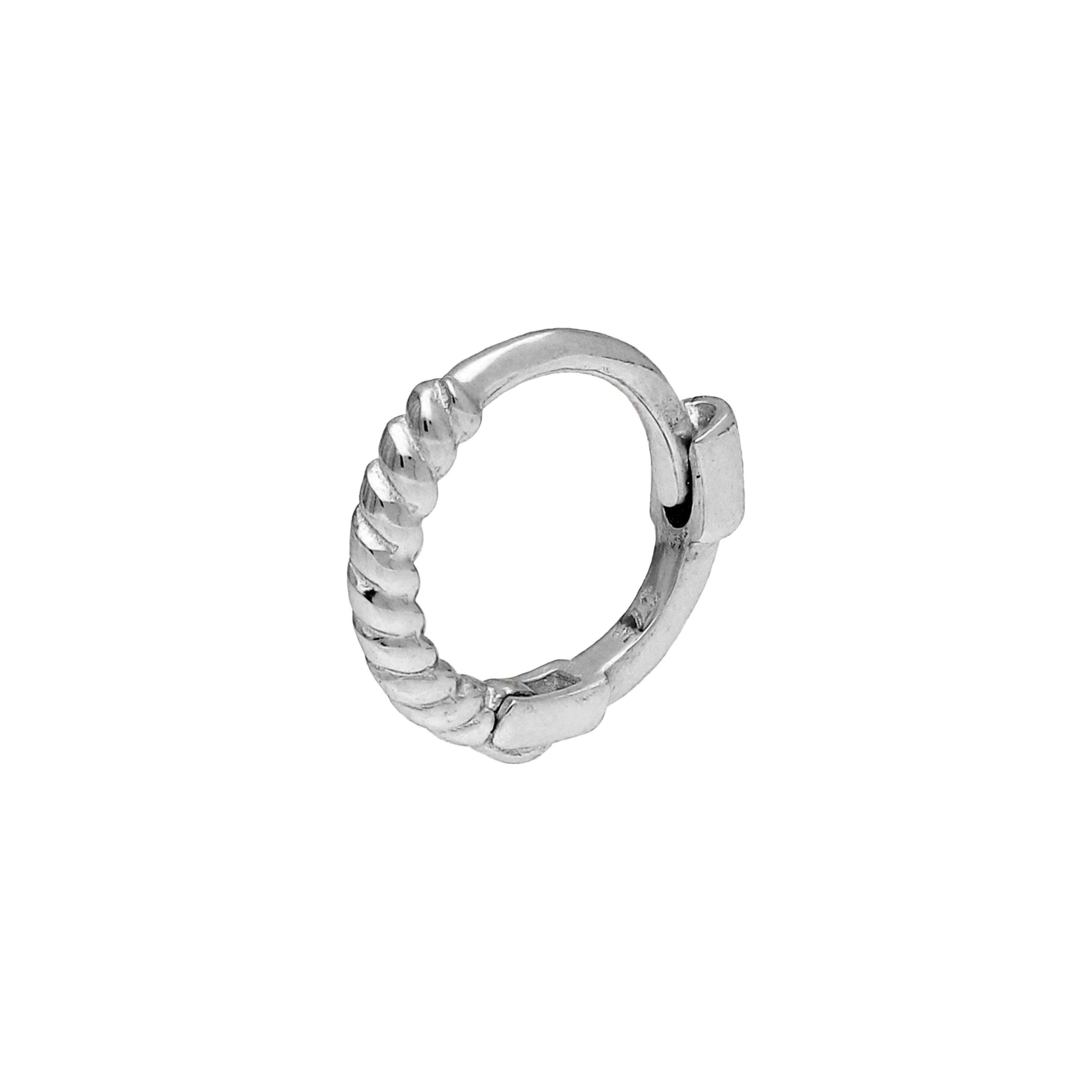 9金ホワイトゴールド製ツイストヘリックスフープピアス - 7mm - Etsy 日本