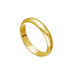 Gold Plated Sterling Silver Wedding Band Ring - 4mm D Shape
