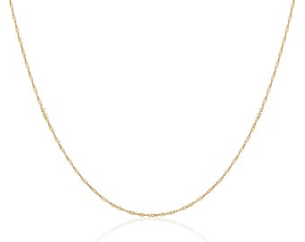 9 karat gult guld Singapore Chain – Glittrigt hängehalsband (40-50 cm)