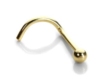 9ct Yellow Gold 2mm Ball Nose Screw - Nose Jewellery For Any Occasion - 9Ct Yellow Gold Nose Screw - 2Mm Plain Ball Design
