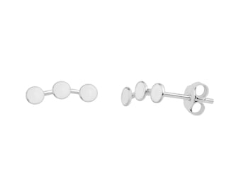 Sterling Silver Triple Disc Crawler Earrings - Delicate Studs