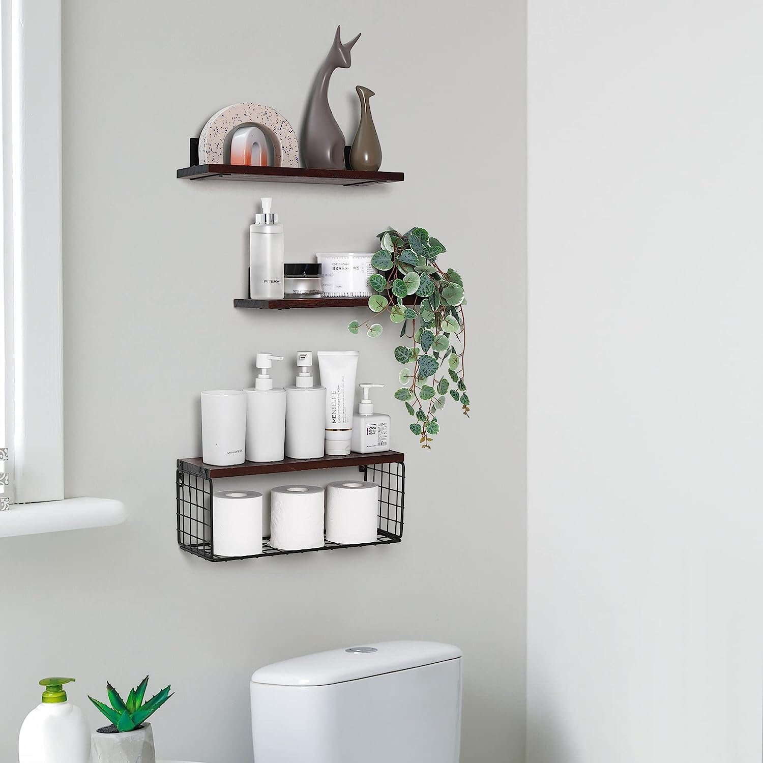 Floating shelves deals behind toilet