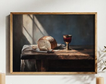 Last Supper Communion Table, Landscape DIGITAL DOWNLOAD, Bread and