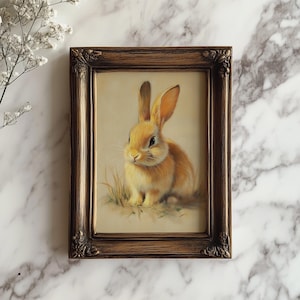 Vintage Bunny Sketch Art Print: Rustic Nursery Wall Decor