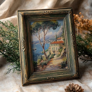 French Riviera Art Print: Coastal Farmhouse Oil Painting