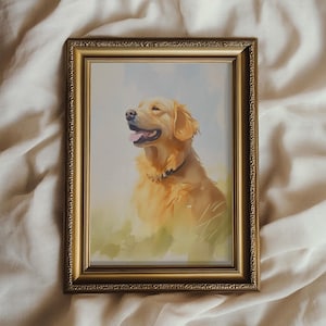 Golden Retriever Watercolor Painting, Unframed Dog Watercolor Art Print, Pets Wall Decor, Nursery Wall Art