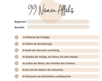 Booklet 99 Names of Allah (PDF for printing)