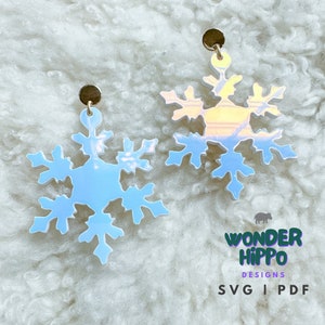 Découpe laser ou Cricut de boucle d'oreille de flocon de neige | Fichier SVG de Noël | Boucle d'oreille fichier téléchargement numérique | Fichier pour machines laser | Fichier Glowforge