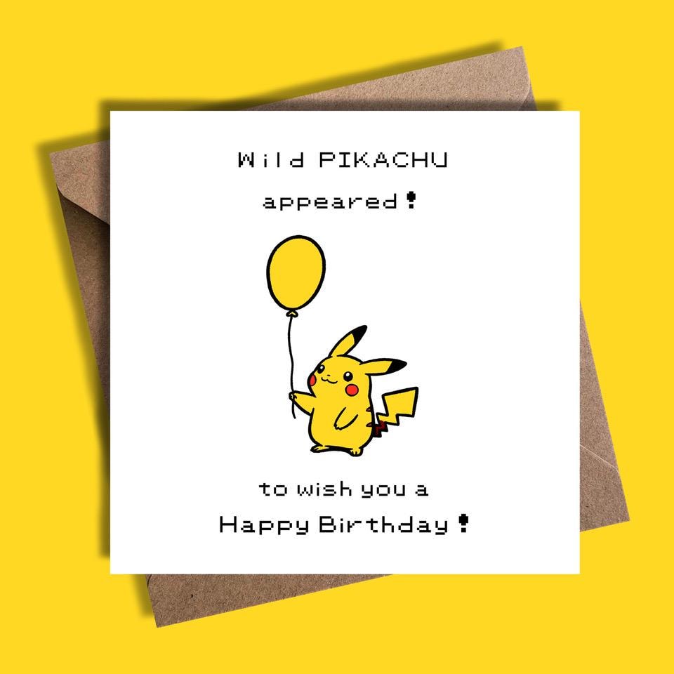 Pikachu, Pikachu Birthday Card, Funny Card, Birthday Card