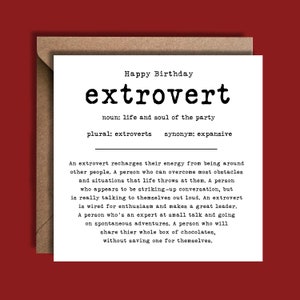 Extrovert Definition Birthday Card: Humorous Quote Card