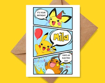 Pikachu, Pikachu Birthday Card, Personalised Card, Funny Card, Personalised Birthday Card, Birthday Card