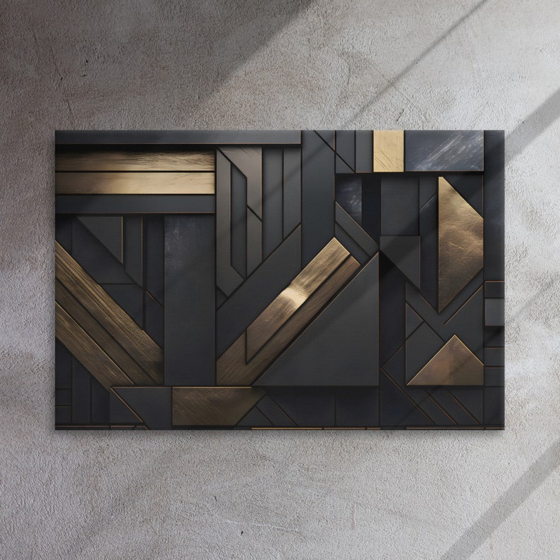 Black and Gold Art Contemporary Modern Aesthetic Geometrical Shapes