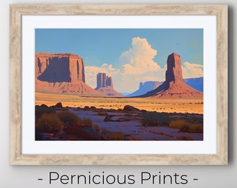 Desert Canyon Painting | Moab Utah | Valley of the Gods | Monument Valley | Butte | Southwest Western Fine Art Print | Cowboy Decor