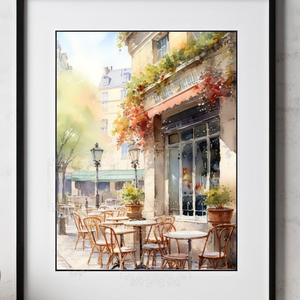 European Cafe Painting | Restaurant | Cafe | Outdoor Dining | Dinner | Cozy Coffee Setting | France | Italy | Fine Art Decor