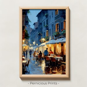 European Cafe Painting Restaurant Cafe Outdoor Dining Lovers France Italy Fine Art Decor image 7