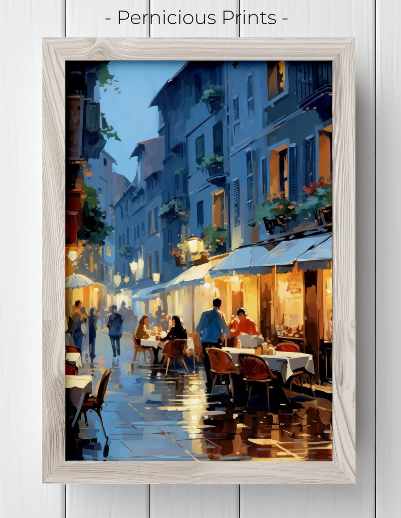 European Cafe Painting Restaurant Cafe Outdoor Dining Lovers France Italy Fine Art Decor image 6