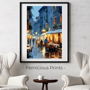 European Cafe Painting Restaurant Cafe Outdoor Dining Lovers France Italy Fine Art Decor image 3