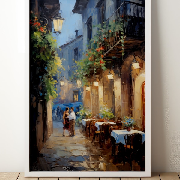 European Cafe Painting | Restaurant | Foodie | Cafe | Outdoor Dining | France | Italy | Fine Art Decor