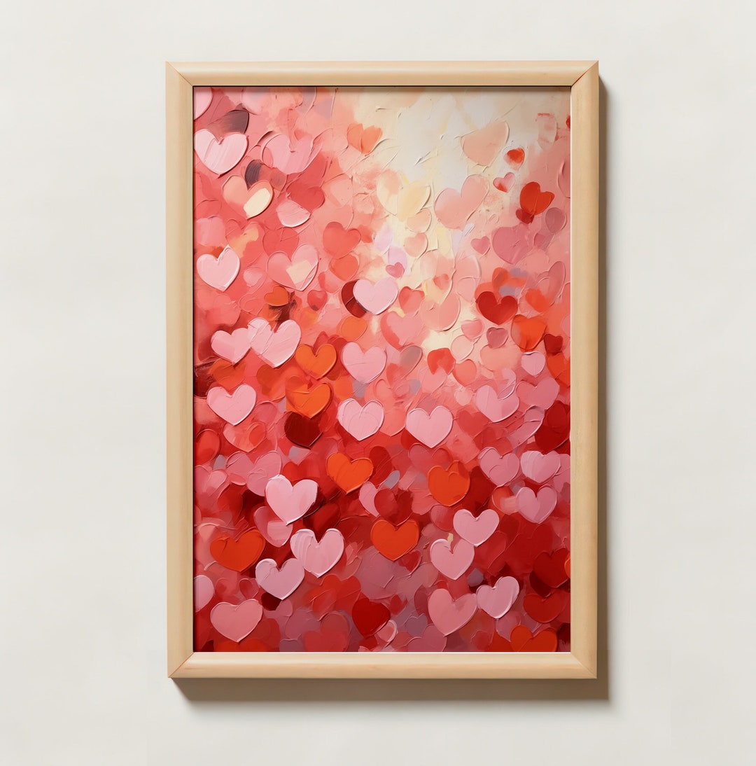 Valentines Day Romantic Wall Art Red Pink Heart Print Valentine Wall