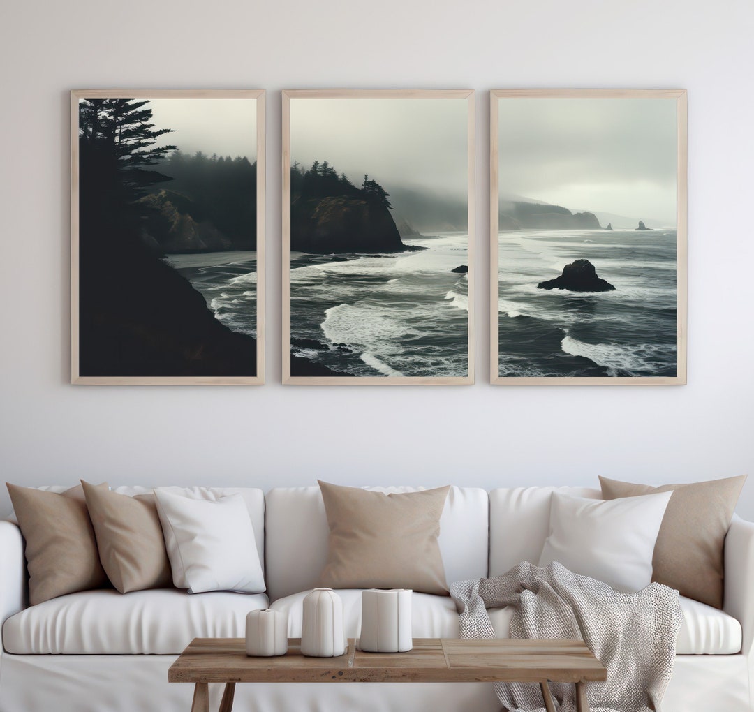 Oregon Coast Wall Art Set of 3 Ocean Print Beach Wall Art