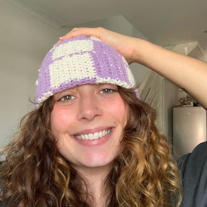 Crochet pattern checkered beanie, crochet beanie, crochet hat