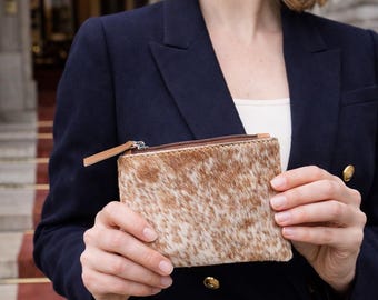 Cowhide Coin Purse | Genuine Hair On Hide Leather Wallet | Small Western Zipper Pouch | Cowgirl Coin Wallet | Gift for Her 3