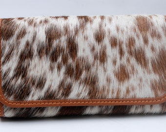 100% Real Cowhide Wallet Real Leather Hair ON Western Ladies Purse W-217