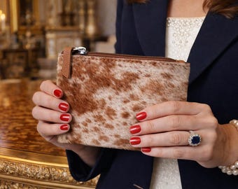 Cowhide Coin Purse | Genuine Hair On Hide Leather Wallet | Small Western Zipper Pouch | Cowgirl Coin Wallet | Gift for Her 6