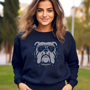 Yale Sweatshirt | Bulldog Yale Sweatshirt, Wearing Sunglasses | Gift for Yale Students, Yale Parents, Yale Alumni