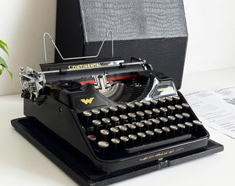 Keine US-Einfuhrgebühren | Tragbare Schreibmaschine Continental Wanderer | Schwarz glänzend, 1930er Jahre | Überholt | Funktionsfähig