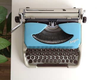 50% OFF! Manual typewriter Groma Kolibri, portable vintage typewriter from the 1950s, with case and manual, unique gift