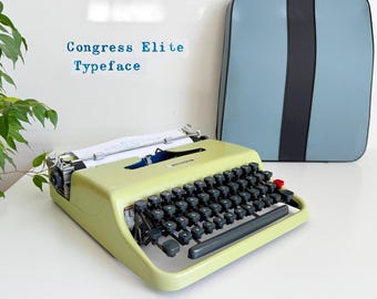 Máquina de escribir Olivetti Lettera 22 verde lima / Tipografía Congress Elite rara, portátil, revisada, de grado coleccionista.