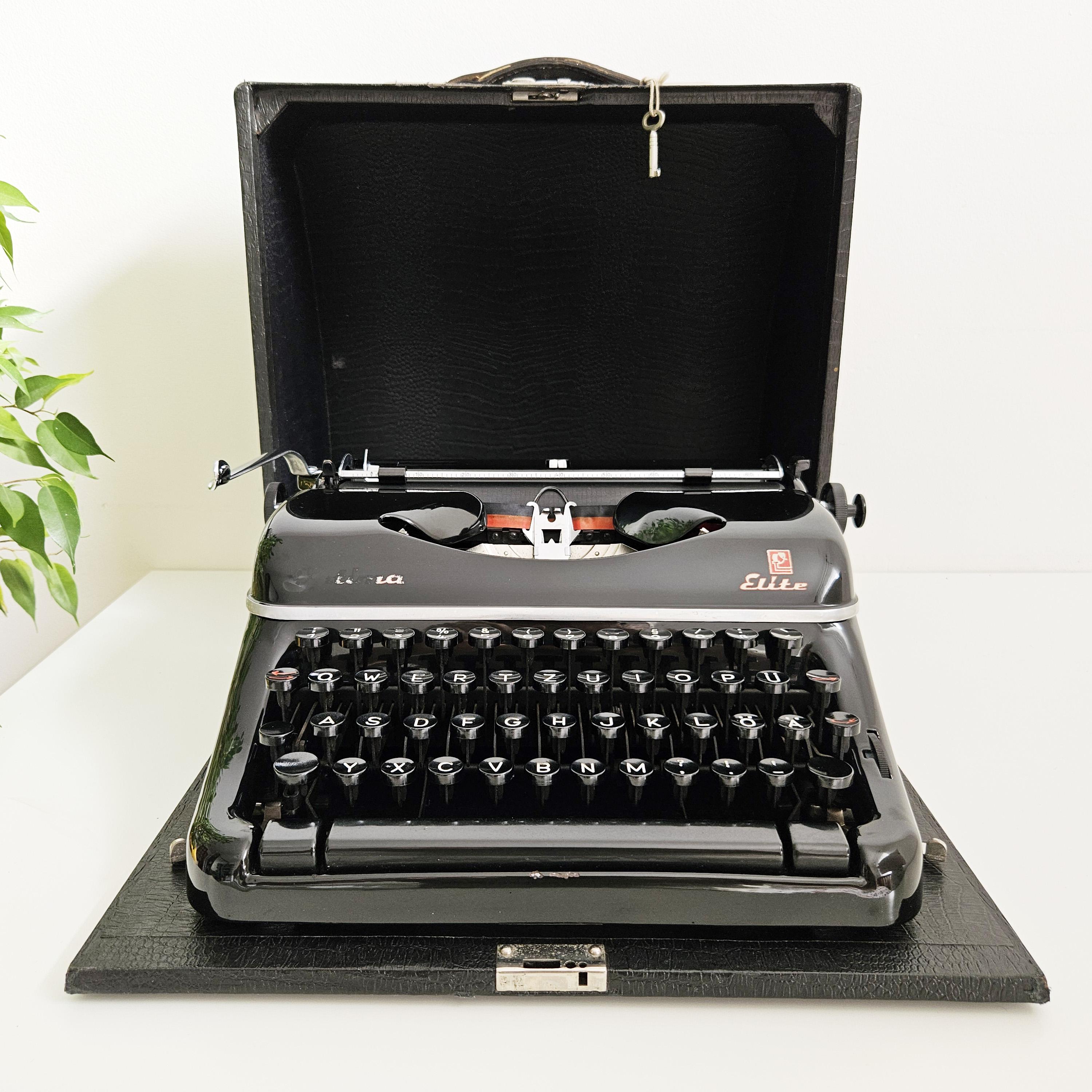 50% OFF! Optima Elite Typewriter, original Black color in awesome condition, vintage from the early 1950s. Unusual gift, rare find, retro
