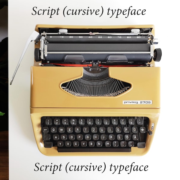 Tipografía cursiva - Typewriter Privileg 270S, década de 1980, script