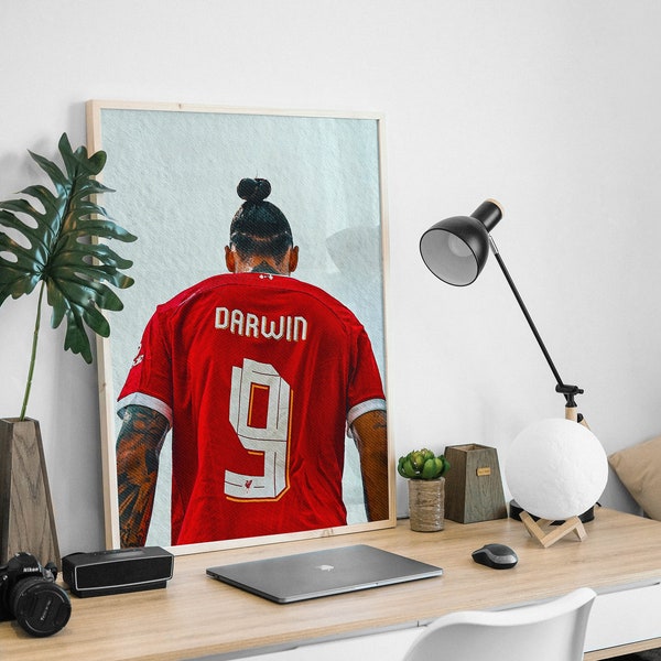 Darwin Nunez Liverpool Poster, Liverpool's New Number 9, Darwin Nunez Print, Art Mural, Liverpool FC Wall Art, Liverpool FC Canvas