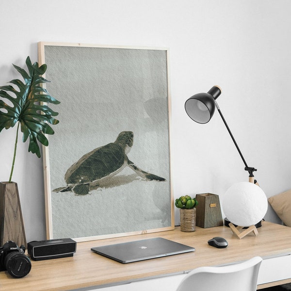 Sea Turtle Art, Beautiful Sea Turtle Poster, Beach House Art, Ocean Decor, Art Mural, Affiche Minimaliste, Digitaldrucke