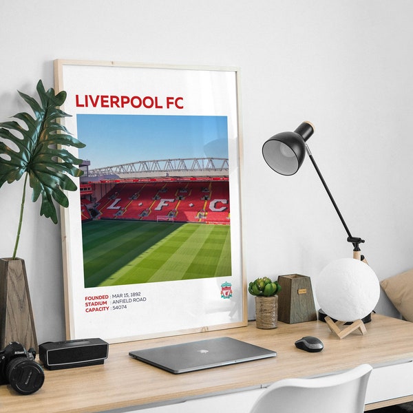 Liverpool FC Poster, Football Poster Print, Anfield Stadium Print, Football Gifts, Wall Art