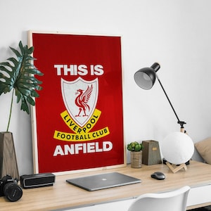 This is Anfield Sign Poster, Liverpool FC Poster, Football Poster Print, Anfield Logo Print, Football Gifts, Wall Art