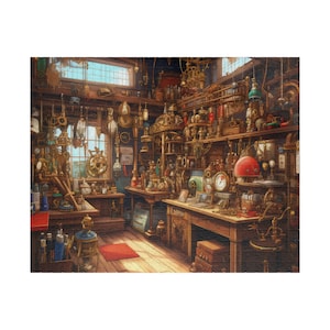 Steampunk Workshop Puzzle (110, 252, 500, 1014-piece);  Junk Shop; Unique and Challenging Puzzles