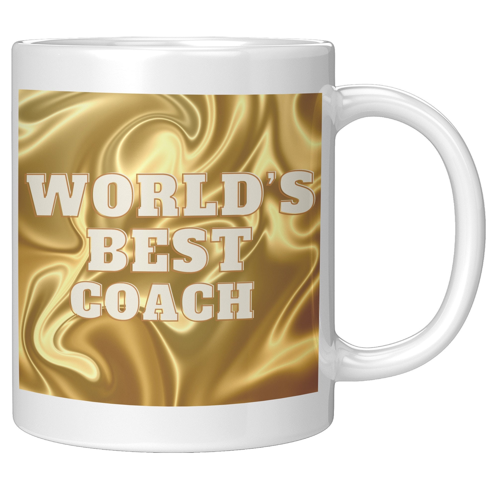 World's Best Coach Mug Gold Design Background With White Etsy