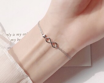 Pulsera infinita para mujer en plata 925, ajustable.