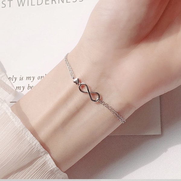 Bracelet pour femme infini en argent 925, réglable.